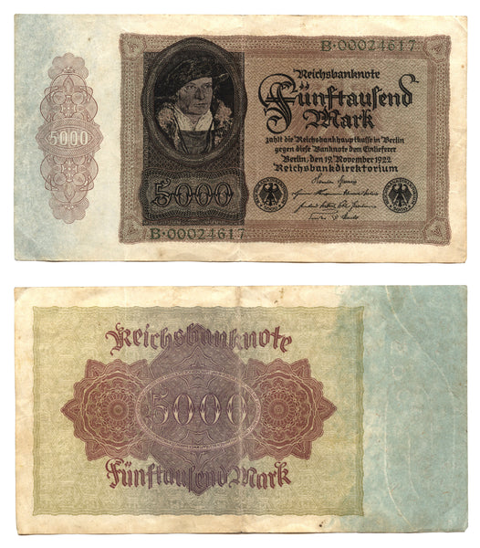 5 000 marks, 1922, Weimar Republic (1918-1933), Germany