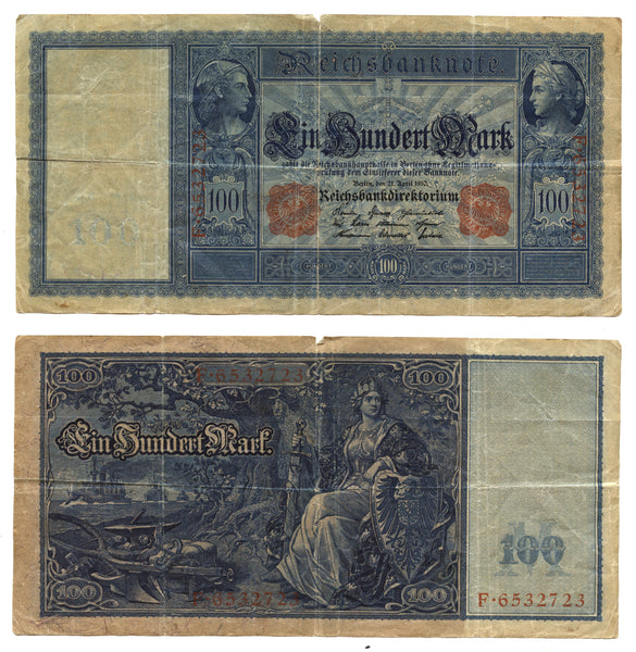 100 marks w/red seal, 1910, William II (1888-1918), Germany (Pick-35)