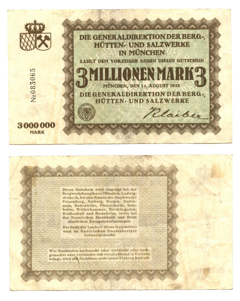 3 000 000 marks, 1923, Weimar Republic, Germany