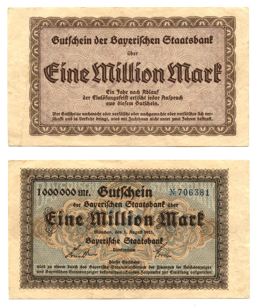 1 000 000 marks, 1923, Weimar Republic, Federal State of Bavaria