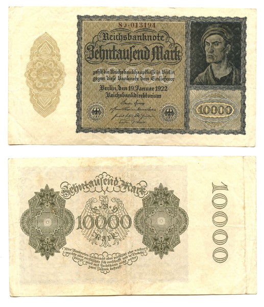 10 000 marks, 1922, Weimar Republic (1918-1933), Germany