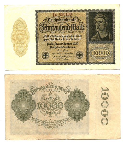 10 000 marks, 1922, Weimar Republic (1918-1933), Germany