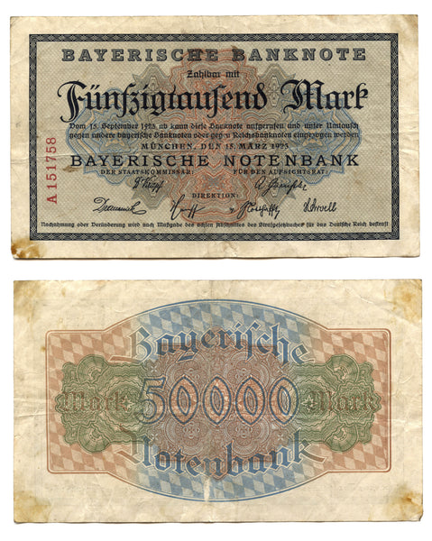 50 000 marks, 1923, Weimar Republic (1918-1933), Germany (Pick-S927)