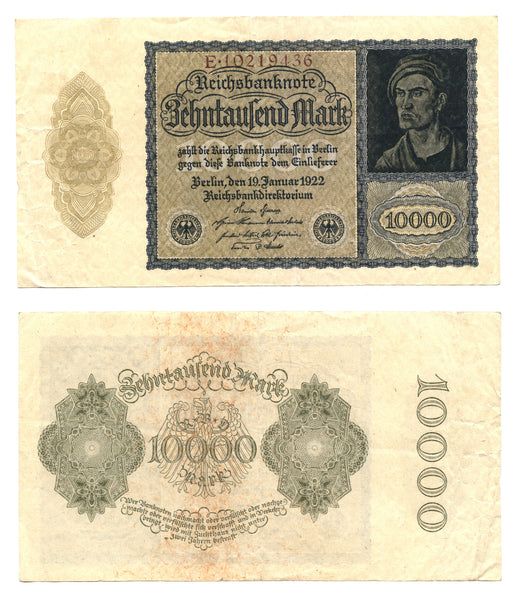 10 000 marks, 1922, Weimar Republic (1918-1933), Germany