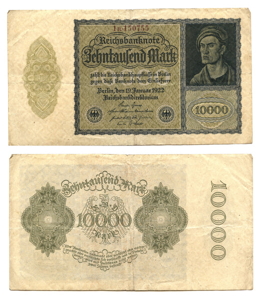 10 000 marks, 1922, Weimar Republic (1918-1933), Germany