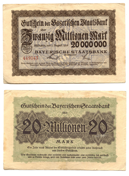 20 000 000 marks, 1923, Weimar Republic (1918-1933), Germany