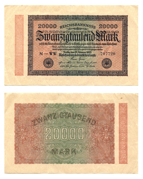 20 000 marks, 1923, Weimar Republic (1918-1933), Germany (Pick-85)