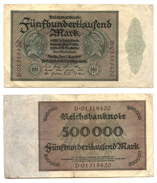 500 000 marks, 1923, Weimar Republic (1918-1933), Germany