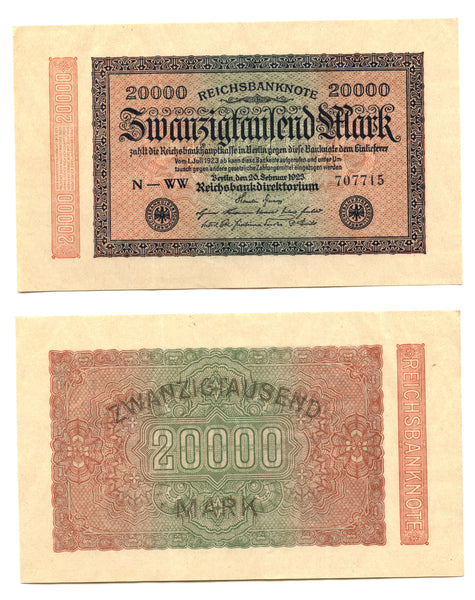 20 000 marks, 1923, Weimar Republic (1918-1933), Germany (Pick-85)