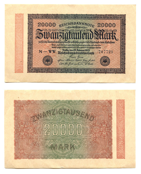 20 000 marks, 1923, Weimar Republic (1918-1933), Germany (Pick-85)
