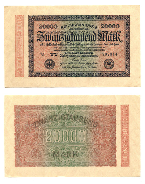 20 000 marks, 1923, Weimar Republic (1918-1933), Germany (Pick-85)