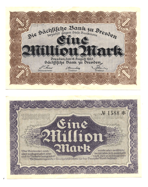 1 000 000 Marks, 1923, Weimar Republic (1918-1933), Germany