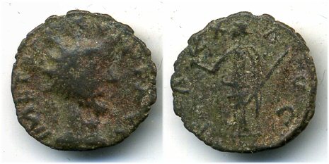 Ancient barbarous antoninianus of Tetricus I, c.270-280 AD, Pax, Gaul, Roman Empire
