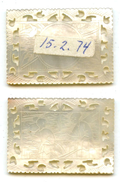 Rectangular mother-of-pearl gaming counter, S. China, 18th–early 20th century