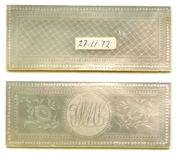 Rectangular mother-of-pearl gaming counter, S. China, 18th–early 20th century