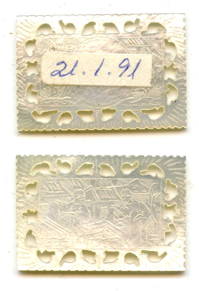 Rectangular mother-of-pearl gaming counter, S. China, 18th–early 20th century