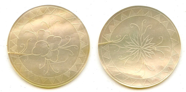 Round mother-of-pearl gaming counter, S. China, 18th–early 20th century