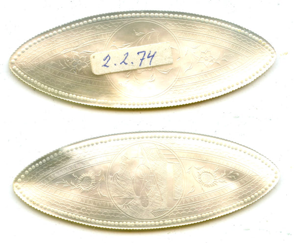 Large oval mother-of-pearl gaming counter, S. China, 18th–early 20th century
