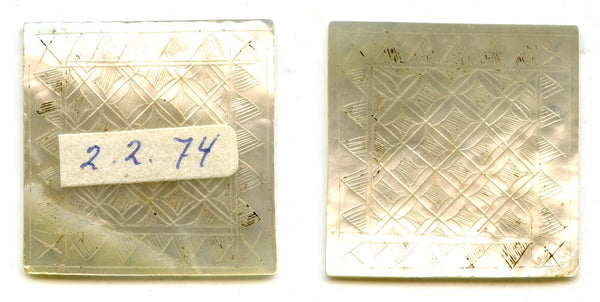 Rectangular mother-of-pearl gaming counter, S. China, 18th–early 20th century