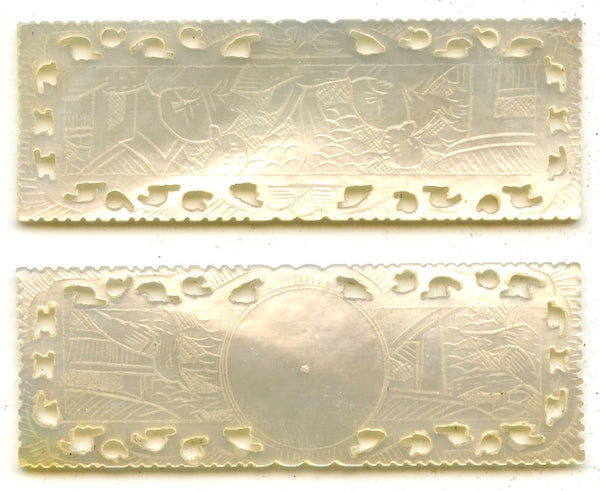 Rectangular mother-of-pearl gaming counter, S. China, 18th–early 20th century