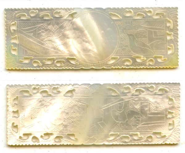 Rectangular mother-of-pearl gaming counter, S. China, 18th–early 20th century