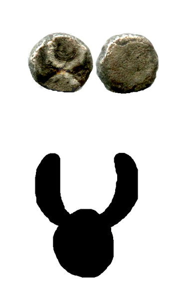 Rare tiny silver ardha-mashaka, c.350-250 BC, Magadha/Mauryans, India (Fishman #E1 - plate coin)