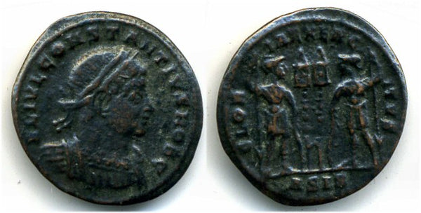 GLORIA EXERCITVS follis of Constantine II as Caesar (317-337 CE), Siscia, Roman Empire