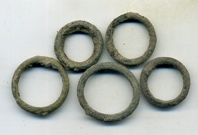 Lot of 5 authentic ancient Celtic ring money, Danube region, ca. 800-100 BC