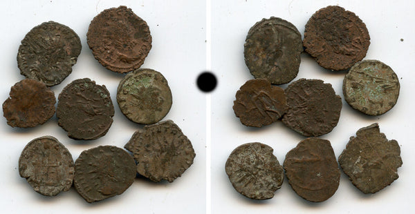 Lot of 8 various ancient barbarous antoniniani (radiates), 270's AD, Roman Gaul