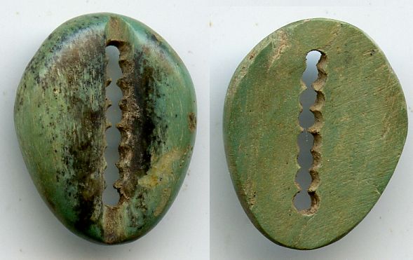 Rare ancient green bone cowrie-coin, W.Zhou, 1046-771 BC, China