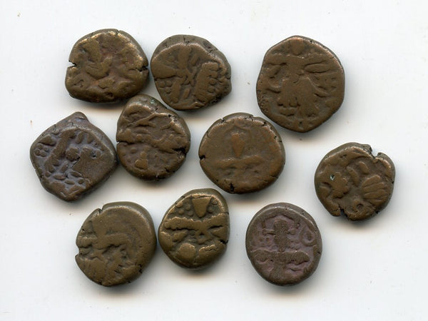 Lot of 10-different bronze staters of various Kashmir rulers, 9th-12th century AD, India