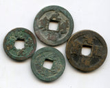 Lot of 4 various coins (2xmultiple cash, 2x1 cash), 11th century, Northern Song, China