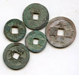 Lot of 5 various coins (3xmultiple cash, 2x1 cash), 11th century, Northern Song, China