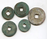 Lot of 5 various coins (3xmultiple cash, 2x1 cash), 11th century, Northern Song, China