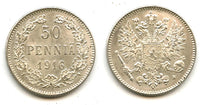 Silver 50 pennia, Nicholas II (1894-1917), 1916, Finland under Russian Empire