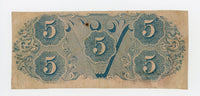 Civil War issue 5$, CSA (Confederate States of America), 1862, T-53, CR#382