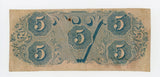 Civil War issue 5$, CSA (Confederate States of America), 1862, T-53, CR#382