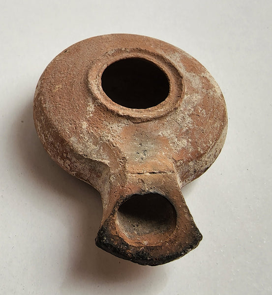 Authentic clay oil lamp, Herodian period, 1st century BC - 1st century AD, Ancient Judaea
