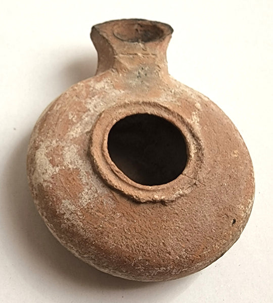 Authentic clay oil lamp, Herodian period, 1st century BC - 1st century AD, Ancient Judaea