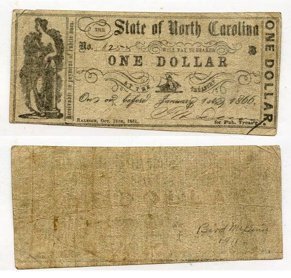 1$, State of North Carolina, civil war, Confederate States, Oct. 18, 1861