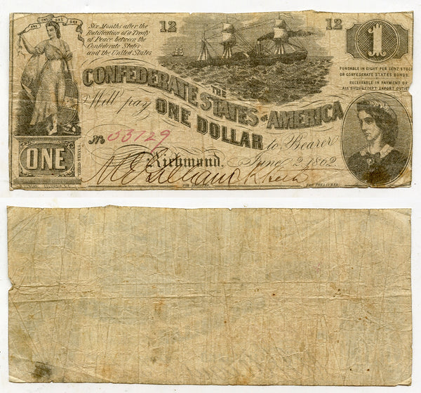 Confederate States of America (CSA) - 1$ - June 2, 1862