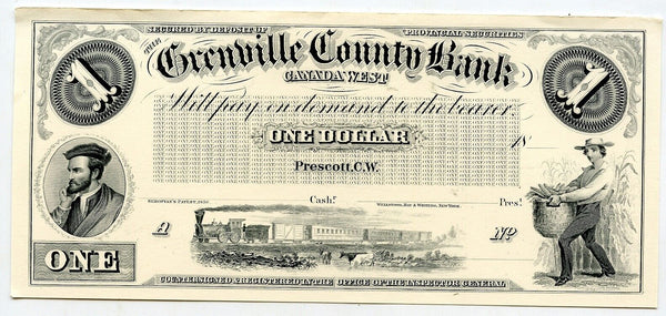 Obsolete currency - 1$, Grenville County Bank, Intaglio Printing by ABNC, c.1980