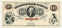 Obsolete currency - 10$, Exchange Bank of St. Louis, Intaglio Printing by ABNC, 1979