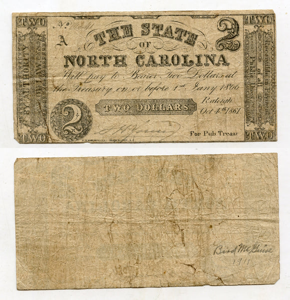 2$, State of North Carolina, civil war, Confederate States, Oct. 4, 1861