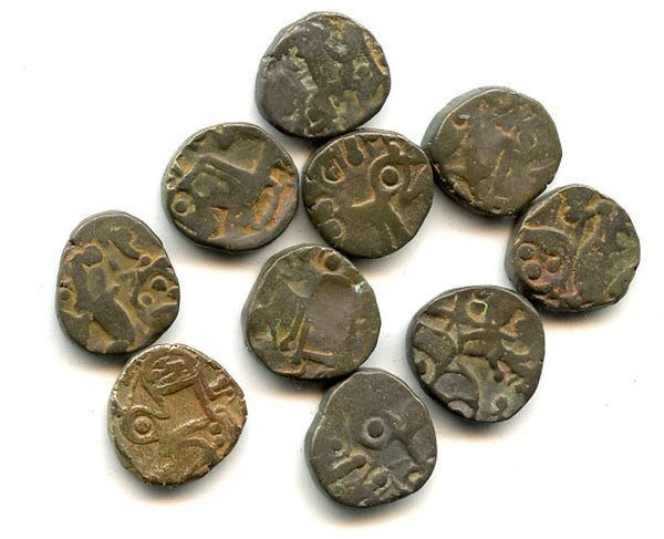 Lot of 10 nicer various horseman jitals, 1100-1200's, Kangra Kingdom