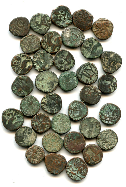 Lot of 35 various horseman jitals, 1100-1200's, Kangra Kingdom