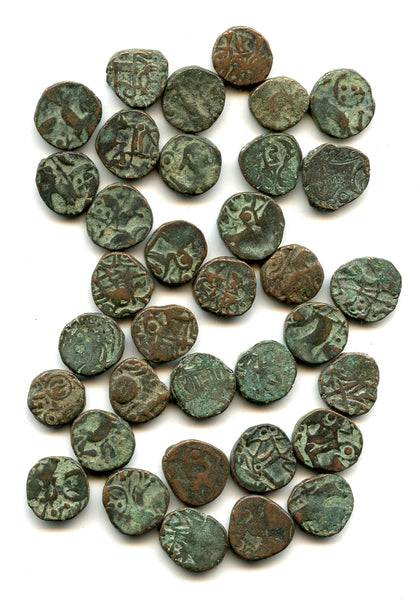 Lot of 35 various horseman jitals, 1100-1200's, Kangra Kingdom