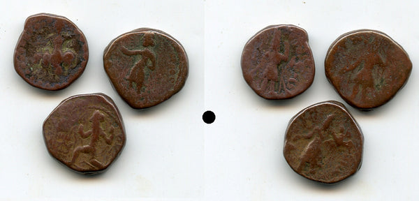 Lot of 3 Kushan tetradrachms, Kanishka & later, Kushan Empire, 100-200 AD #1d