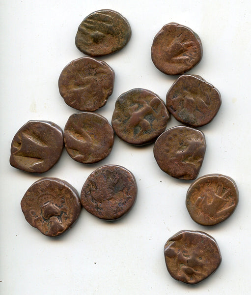Lot of 12 staters, Vasu Deva II (c.250-300 AD) and later, Kushan Empire #1a