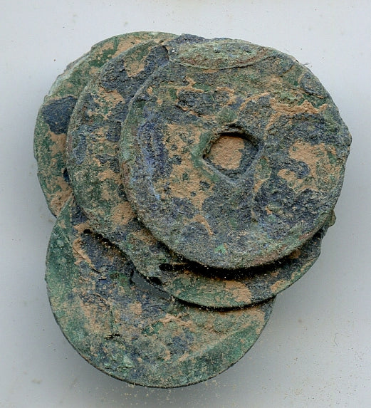 Nice original clump of 6 coins from 1500's, various rulers and rebels, Vietnam